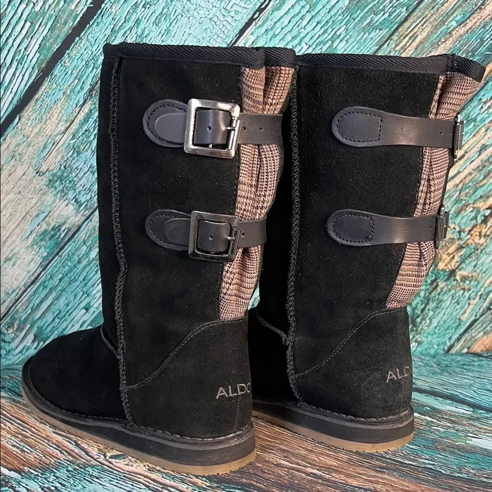 Aldo Black Suede Mid Winter Boots